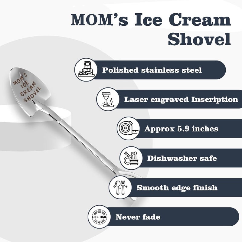 stormroo Gifts for Mom mother's day gifts Ice Cream Spoon Scoop for Ice Cream Lovers, Gifts for Women Funny Engraved Stainless Steel Spoon Shovel, Birthday, Mothers Day Gifts for Her - Image 5